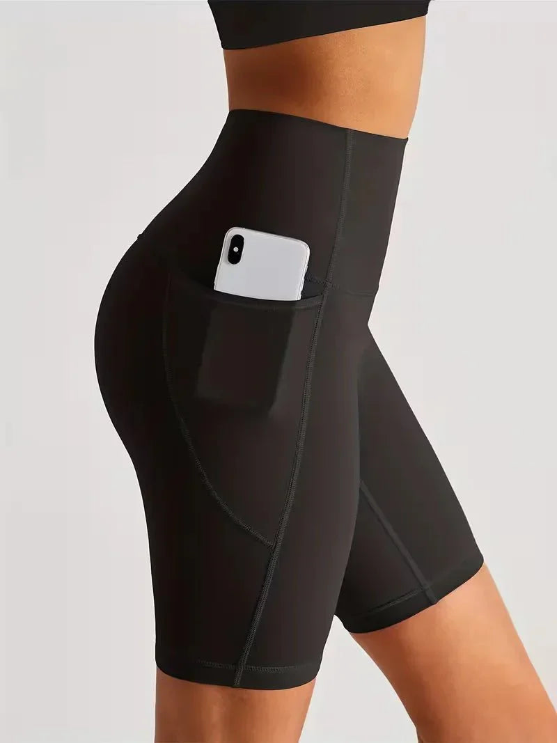 Women's sports leggings shorts with pocket