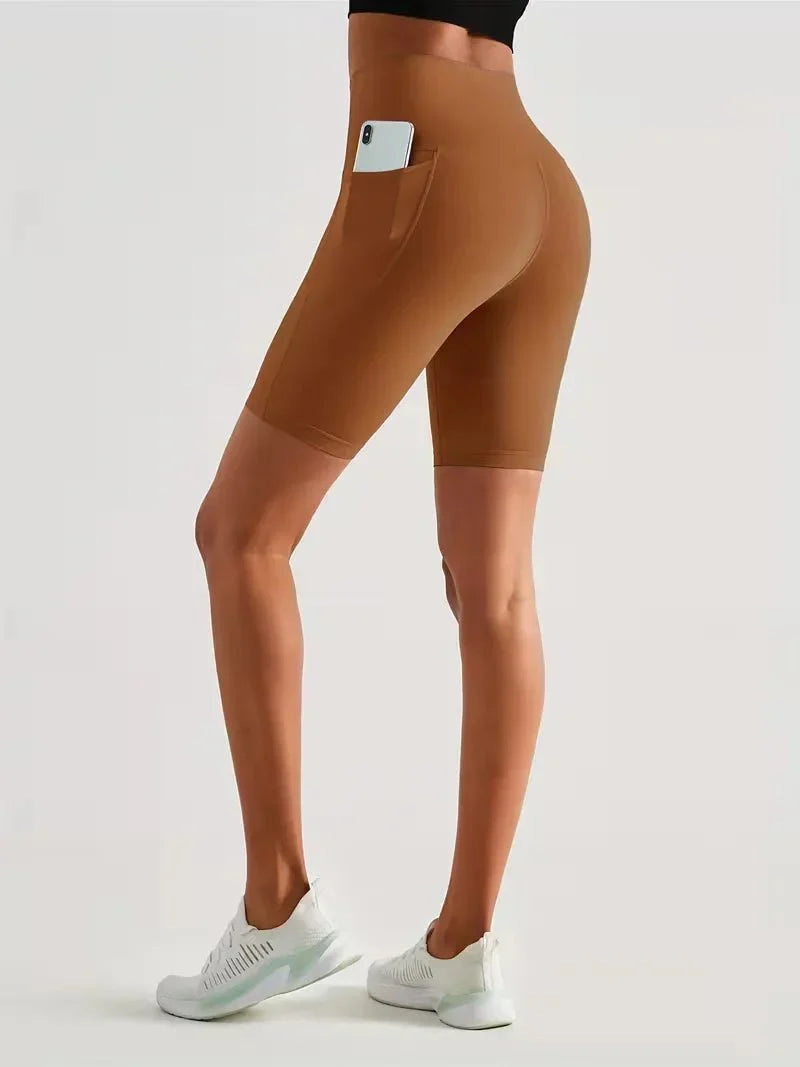 Women's sports leggings shorts with pocket