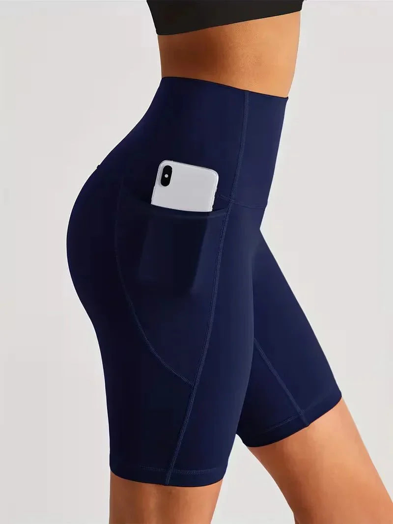 Women's sports leggings shorts with pocket