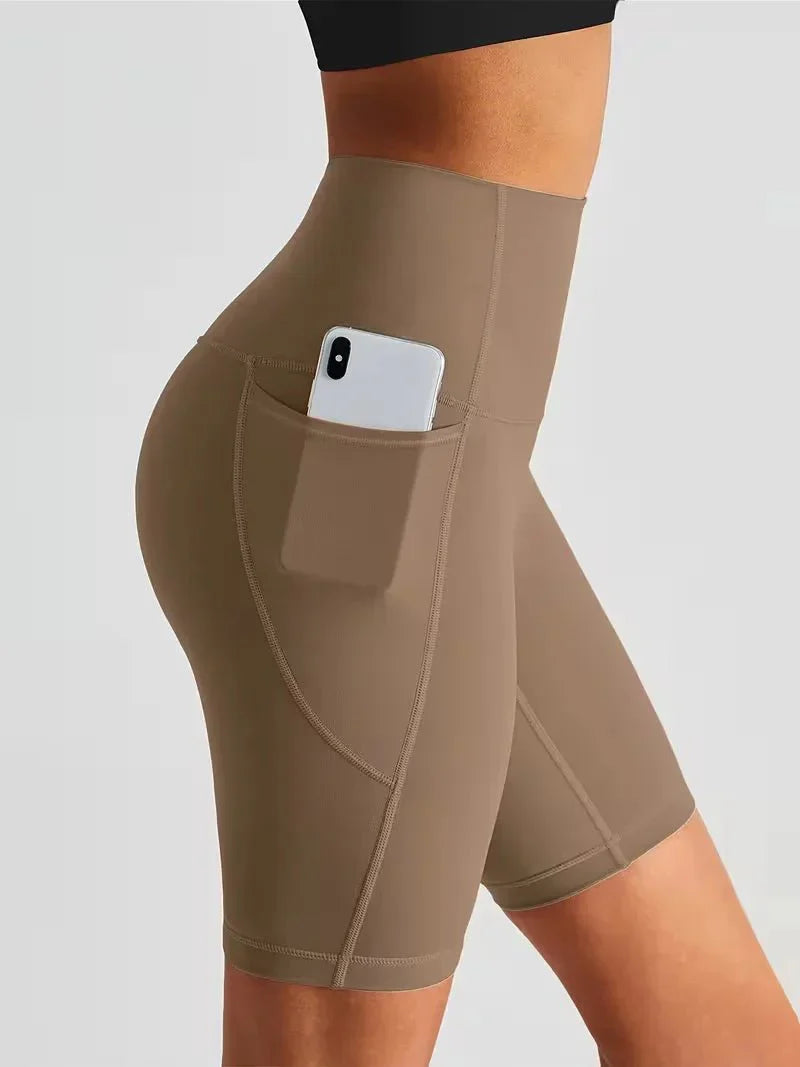 Women's sports leggings shorts with pocket
