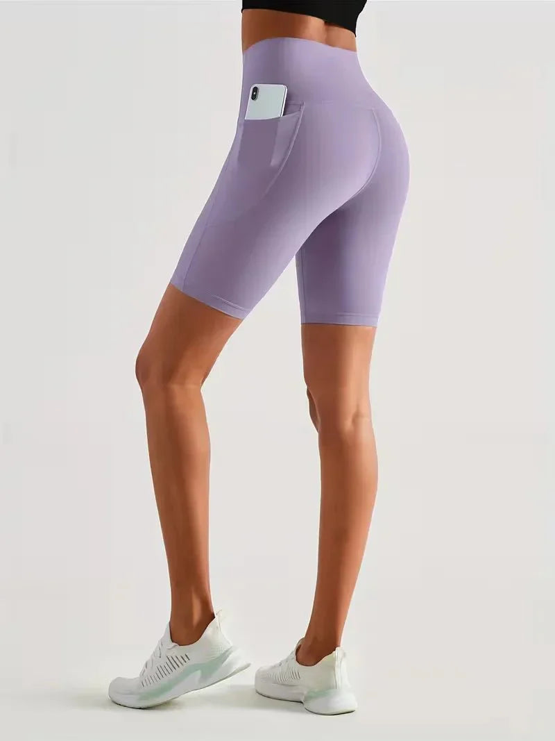 Women's sports leggings shorts with pocket