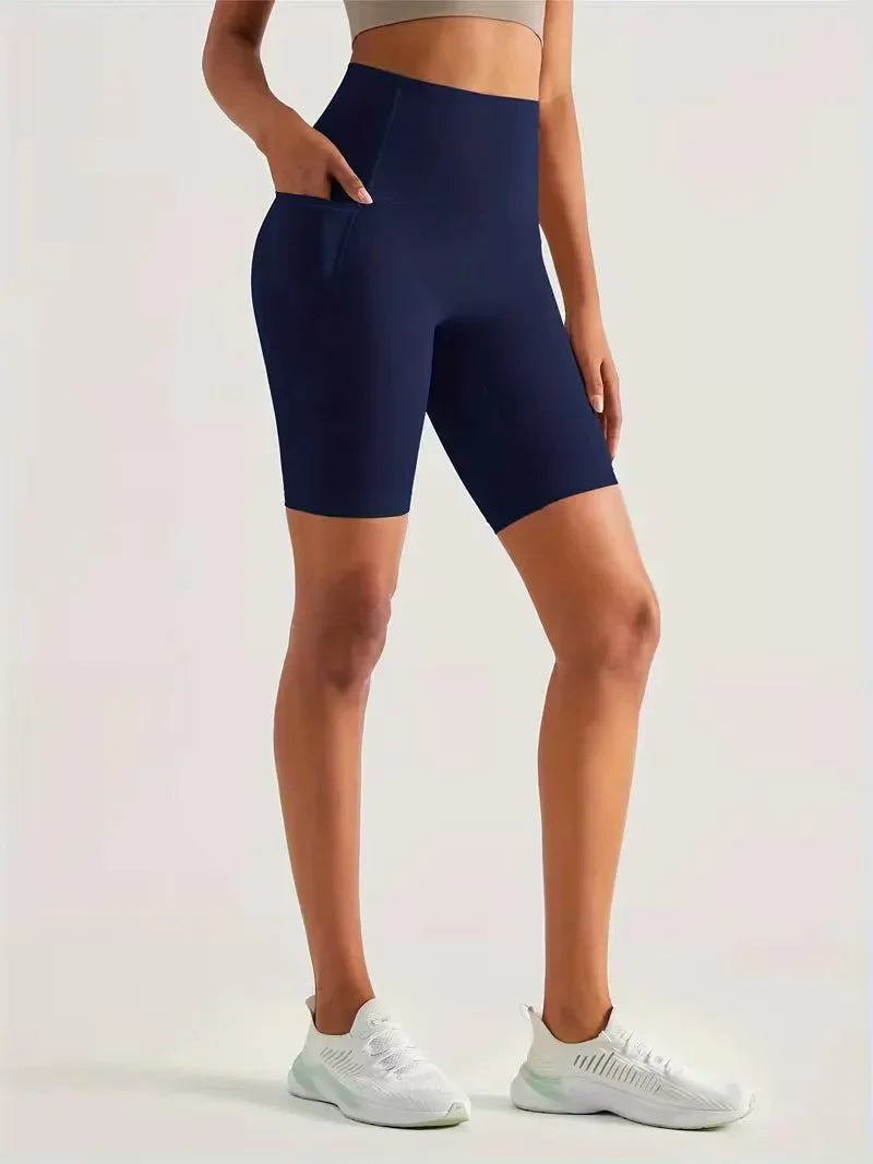 Women's sports leggings shorts with pocket