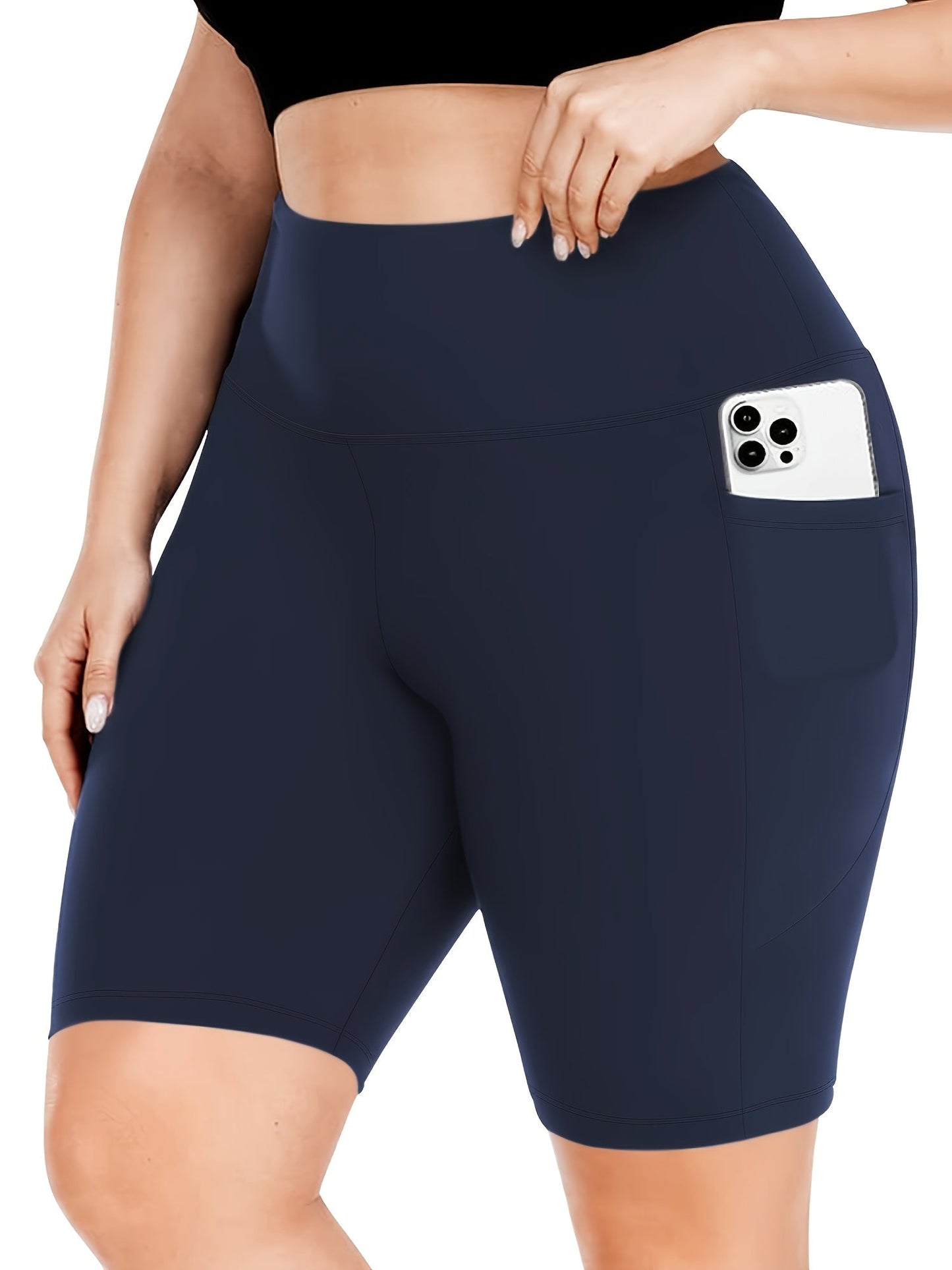 Plus Size Pocket Biker Shorts