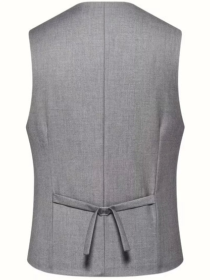 Slim Fit Double-Breasted Three-Piece Suit Set with Waistcoat for Men