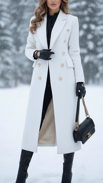 Elena Luxe | Double-Breasted Longline Coat – Lumina