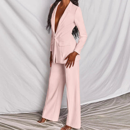 Tailored Blazer and Wide Leg Trouser Set for Women