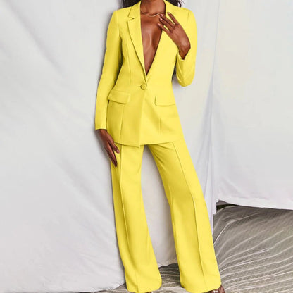 Tailored Blazer and Wide Leg Trouser Set for Women