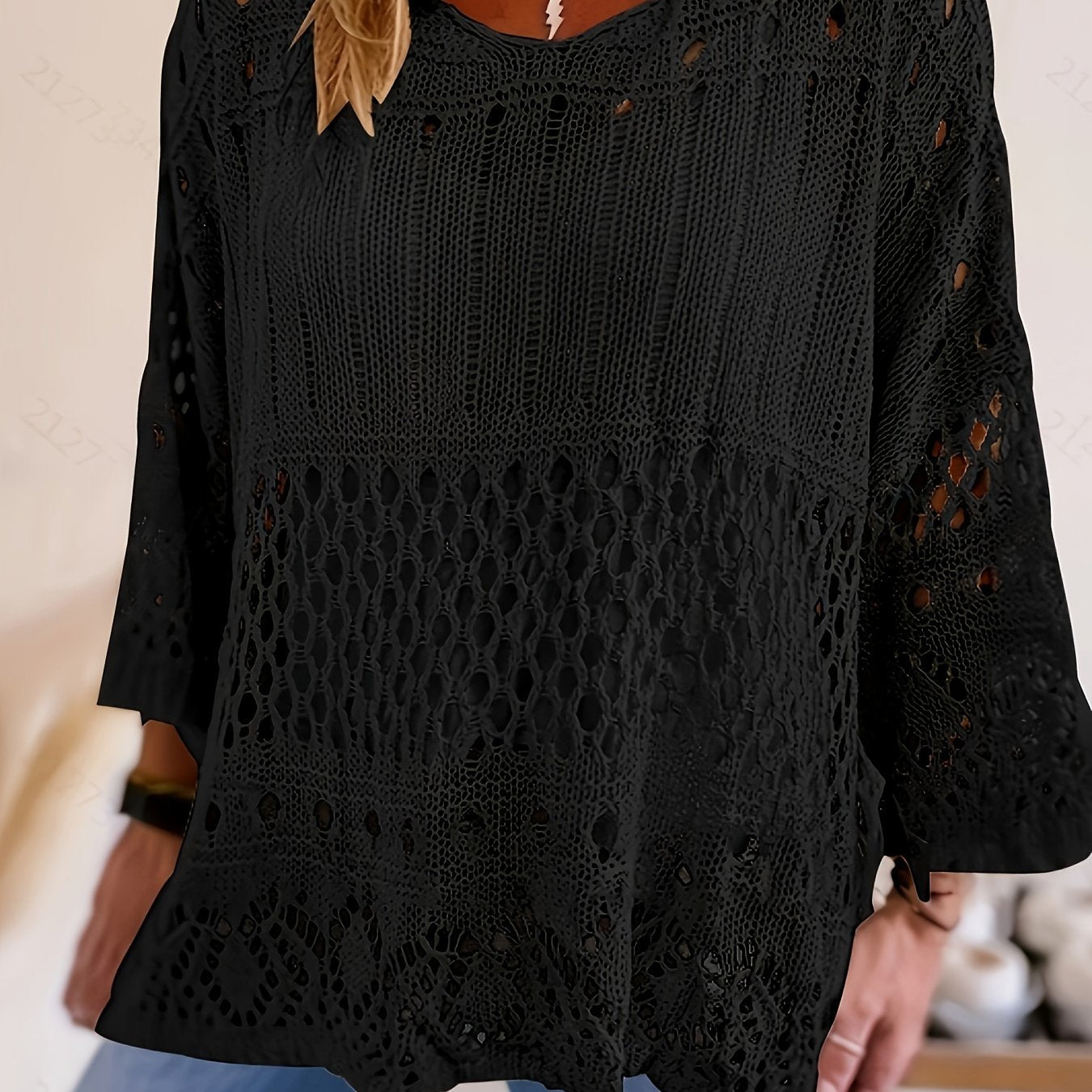 Plus Size Crochet Layered Top
