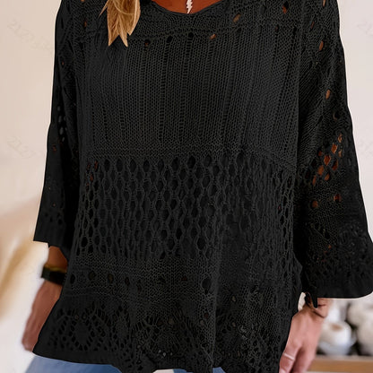 Plus Size Crochet Layered Top