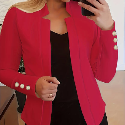 Red Button Detail Office Blazer