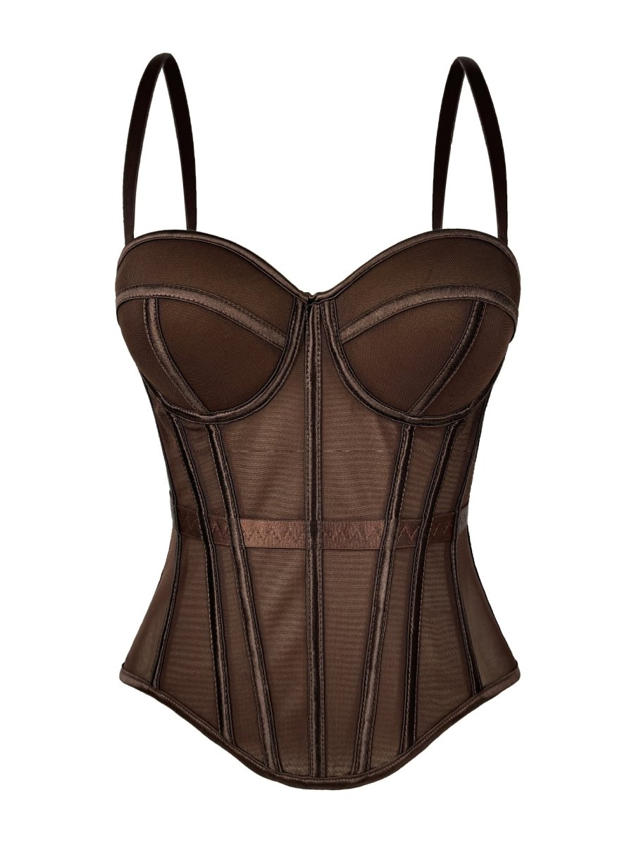 Figure-shaping corset bustier with straps
