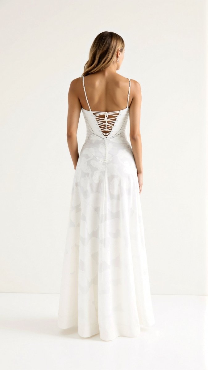 Floral long gala evening dress with spaghetti straps