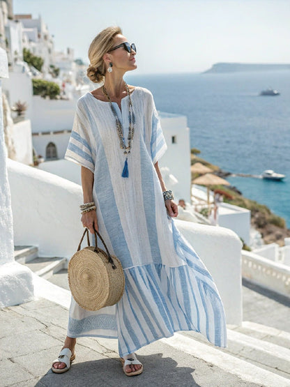 Striped Kaftan Maxi Dress for Summer