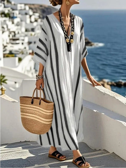 Striped Kaftan Maxi Dress for Summer