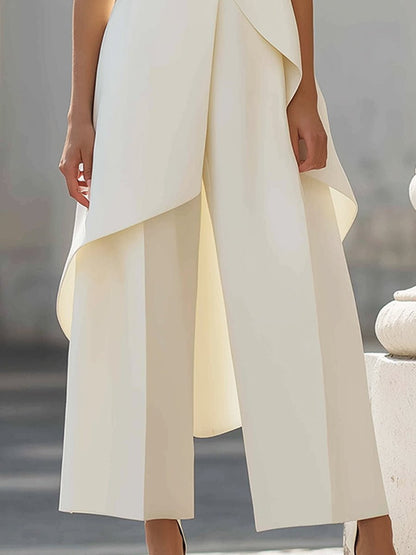 Sleeveless Wide-Leg Trouser Set with High Neck for Women