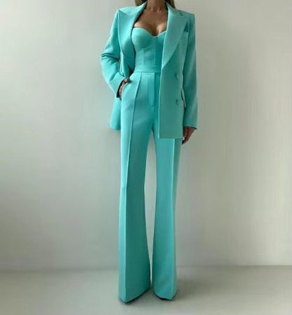 Flared Blazer Set with High Waist for Women