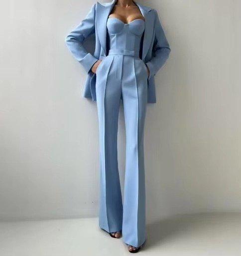 Flared Blazer Set with High Waist for Women