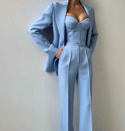 Flared Blazer Set with High Waist for Women