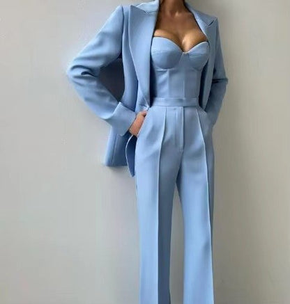 Flared Blazer Set with High Waist for Women
