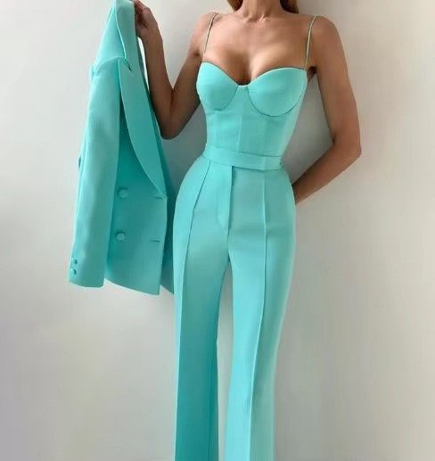 Flared Blazer Set with High Waist for Women